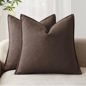 Decorative Linen Soild Throw Pillow Covers 18x18 Redish Brown